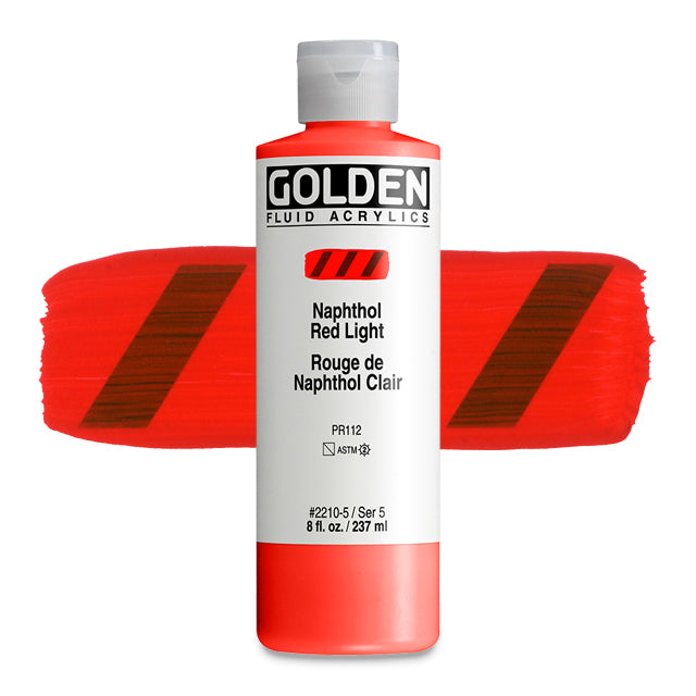 Golden Fluid Acrylic, Naphthol Red Light, 8 oz.