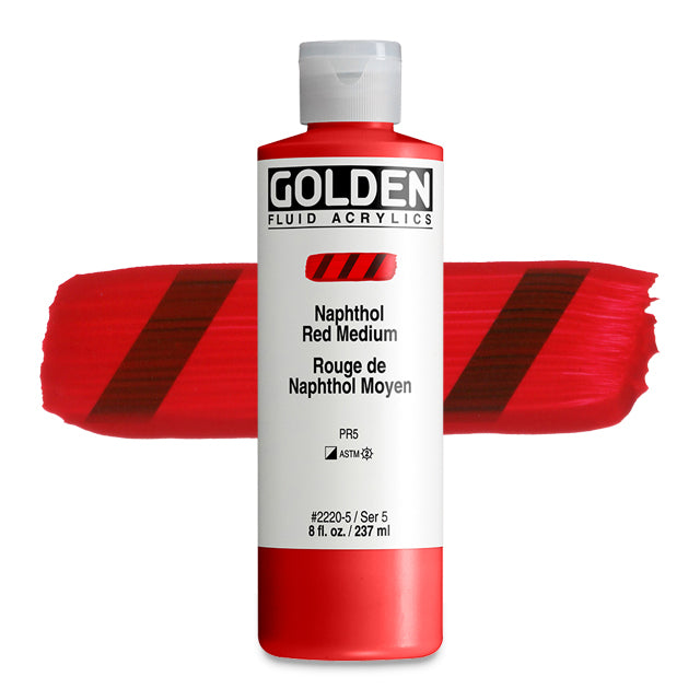 Golden Fluid Acrylic, Naphthol Red Medium, 8 oz.