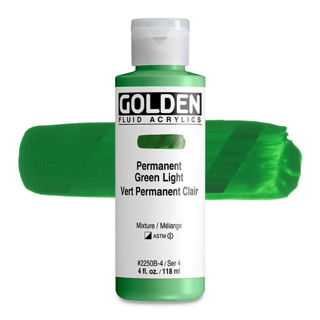 Golden Fluid Acrylic, Permanent Green Light, 4 oz.