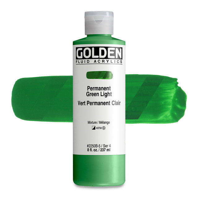 Golden Fluid Acrylic, Permanent Green Light, 8 oz.