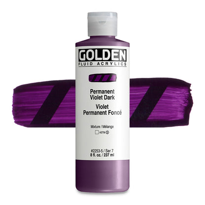 Golden Fluid Acrylic, Permanent Violet Dark, 8 oz.