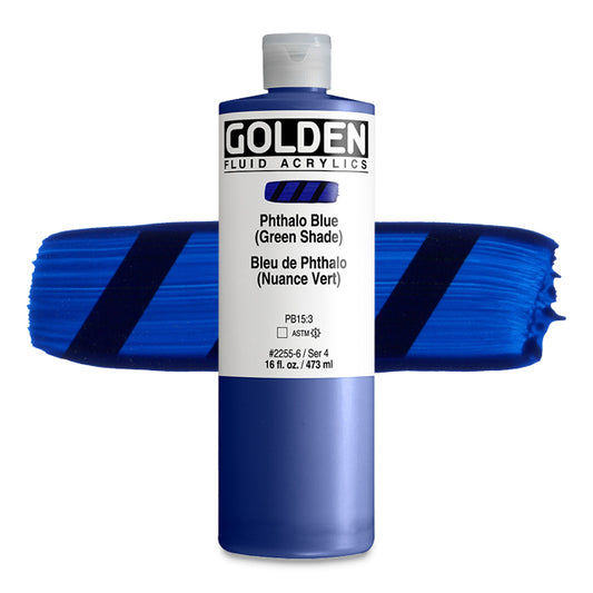 Golden Fluid Acrylic, Phthalo Blue (Green Shade), 16 oz.