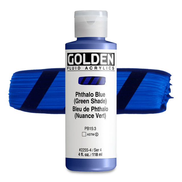 Golden Fluid Acrylic, Phthalo Blue (Green Shade), 4 oz.