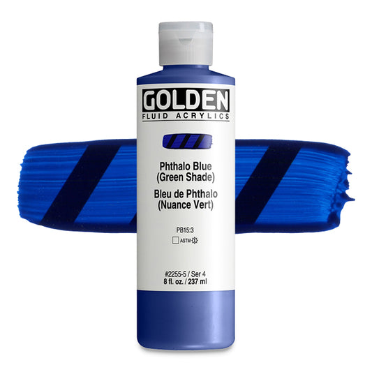 Golden Fluid Acrylic, Phthalo Blue (Green Shade), 8 oz.