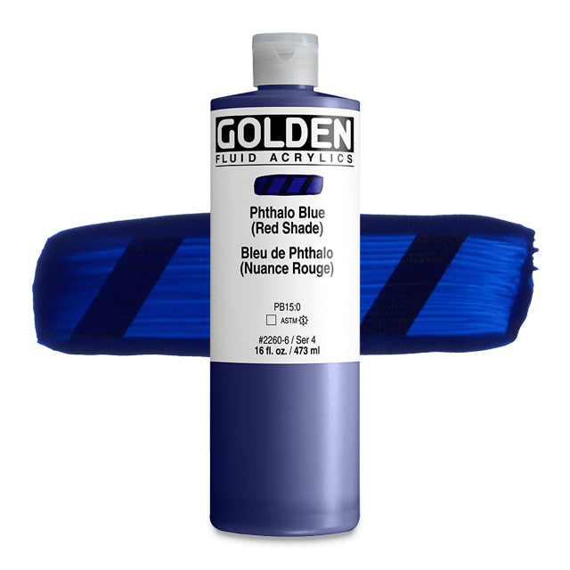 Golden Fluid Acrylic, Phthalo Blue (Red Shade), 16 oz.