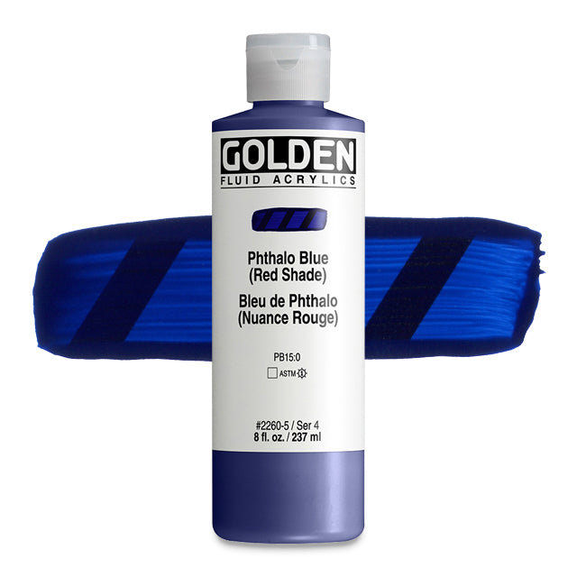 Golden Fluid Acrylic, Phthalo Blue (Red Shade), 8 oz.