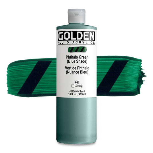 Golden Fluid Acrylic, Phthalo Green (Blue Shade), 16 oz.