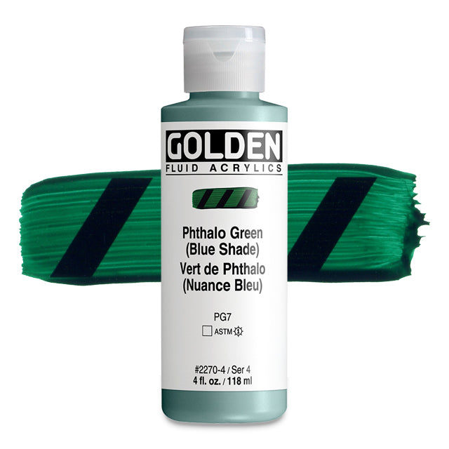 Golden Fluid Acrylics Golden Fluid Acrylic, Phthalo Green (Blue Shade), 4 oz.