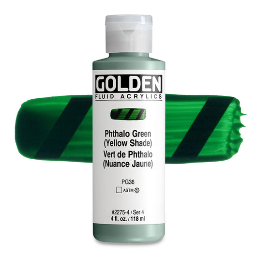 Golden Fluid Acrylic, Phthalo Green (Yellow Sha1e), 4 oz.