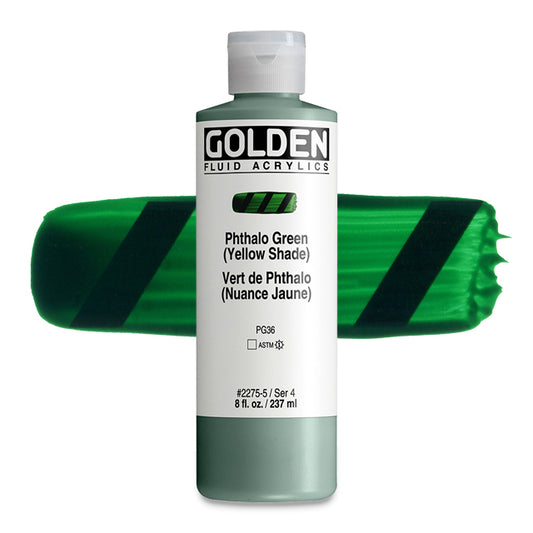 Golden Fluid Acrylics Golden Fluid Acrylic, Phthalo Green (Yellow Shade), 8 oz.