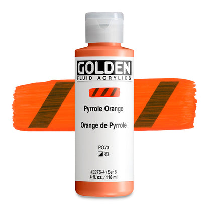 Golden Fluid Acrylic, Pyrrole Orange, 4 oz.