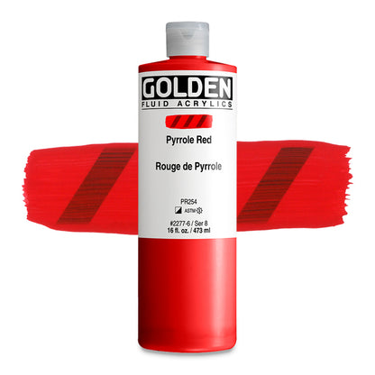 Golden Fluid Acrylic, Pyrrole Red, 16 oz.