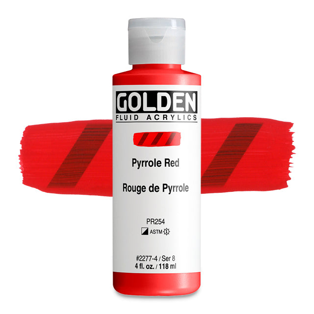 Golden Fluid Acrylic, Pyrrole Red, 4 oz.