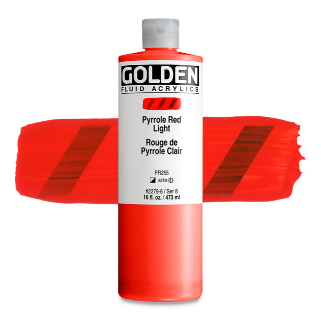 Golden Fluid Acrylic, Pyrrole Red Light, 16 oz.