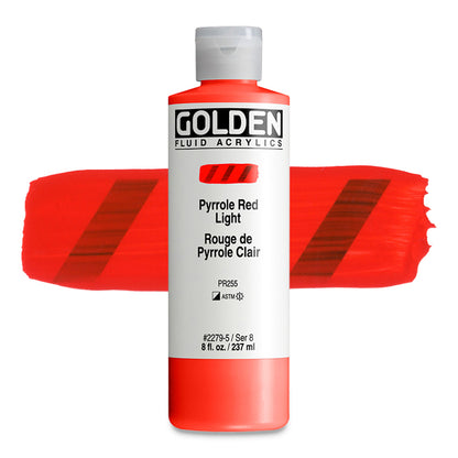 Golden Fluid Acrylic, Pyrrole Red Light, 8 oz.