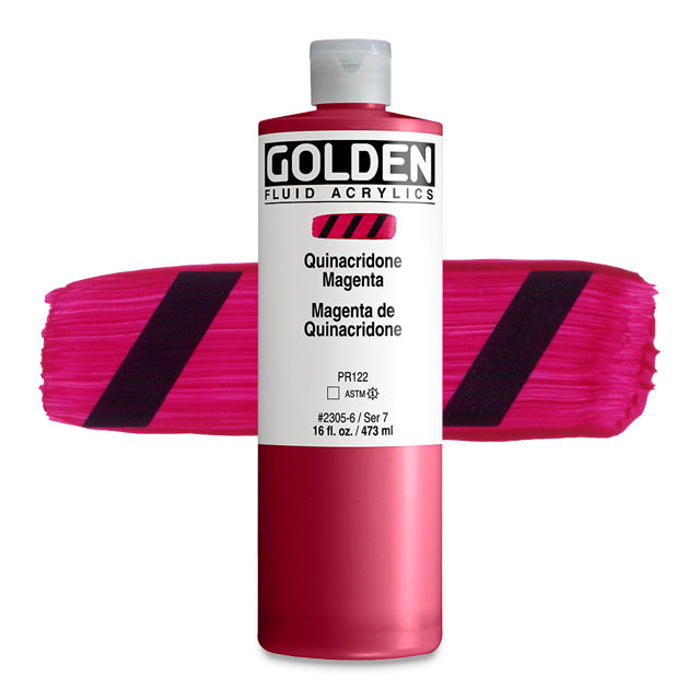 Golden Fluid Acrylic, Quinacridone Magenta, 16 oz.