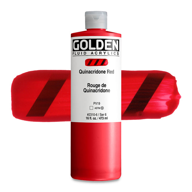 Golden Fluid Acrylic, Quinacridone Red, 16 oz.