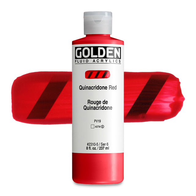 Golden Fluid Acrylic, Quinacridone Red, 8 oz.