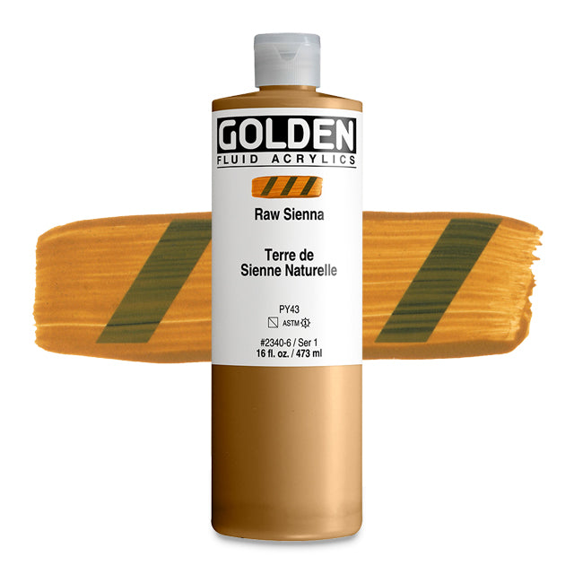 Golden Fluid Acrylic, Raw Sienna, 16 oz.