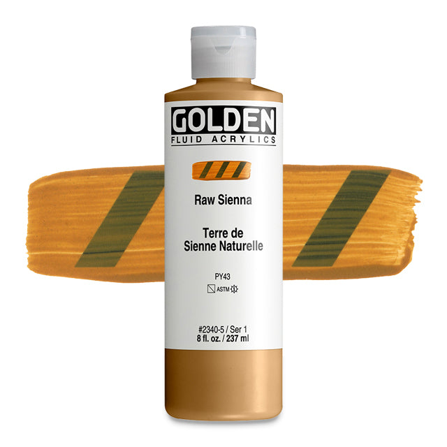 Golden Fluid Acrylic, Raw Sienna, 8 oz.