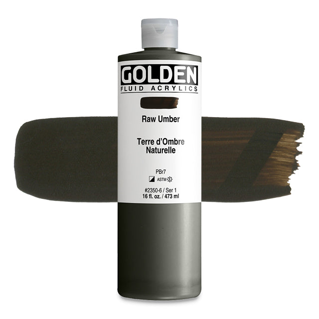 Golden Fluid Acrylic, Raw Umber, 16 oz.