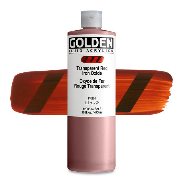 Golden Fluid Acrylic, Transparent Red Iron Oxide, 16 oz.