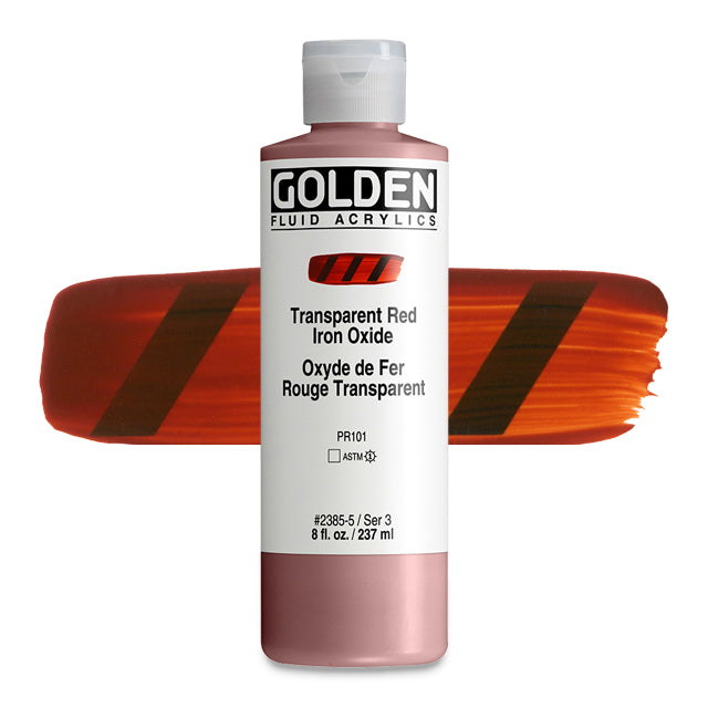 Golden Fluid Acrylic, Transparent Red Iron Oxide, 8 oz.