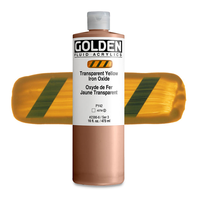 Golden Fluid Acrylic, Transparent Yellow Iron Oxide, 16 oz.