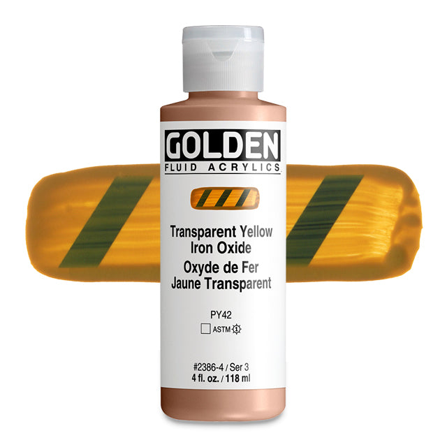 Golden Fluid Acrylic, Transparent Yellow Iron Oxide, 4 oz.