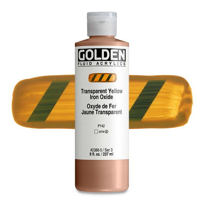 Golden Fluid Acrylic, Transparent Yellow Iron Oxide, 8 oz.