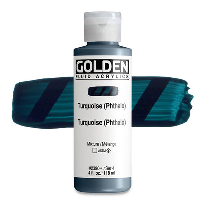 Golden Fluid Acrylic, Turquoise (Phthalo), 4 oz.