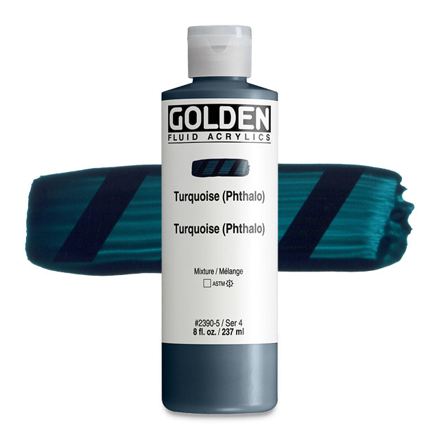 Golden Fluid Acrylic, Turquoise (Phthalo), 8 oz.