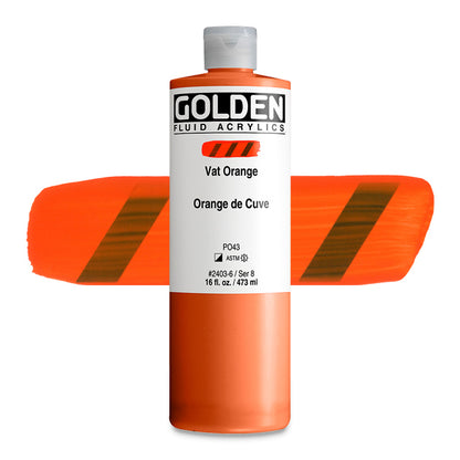 Golden Fluid Acrylic, Vat Orange, 16 oz.