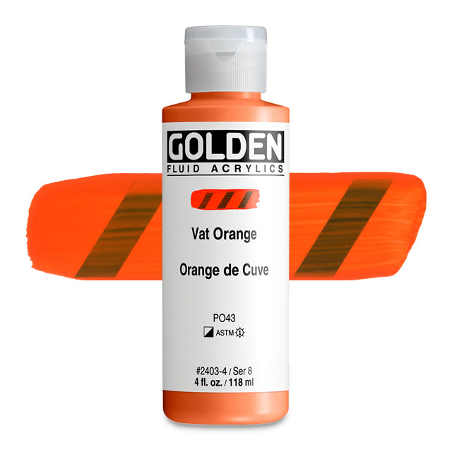 Golden Fluid Acrylic, Vat Orange, 4 oz.