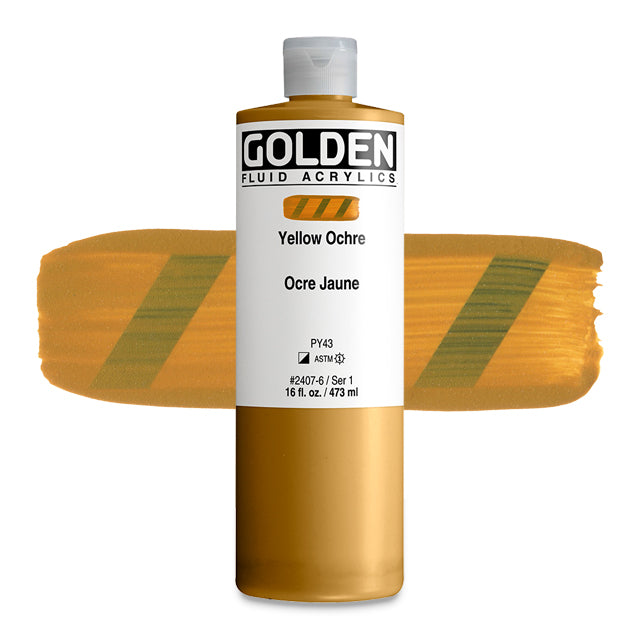 Golden Fluid Acrylic, Yellow Ochre, 16 oz.