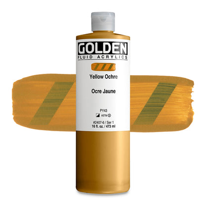 Golden Fluid Acrylic, Yellow Ochre, 16 oz.