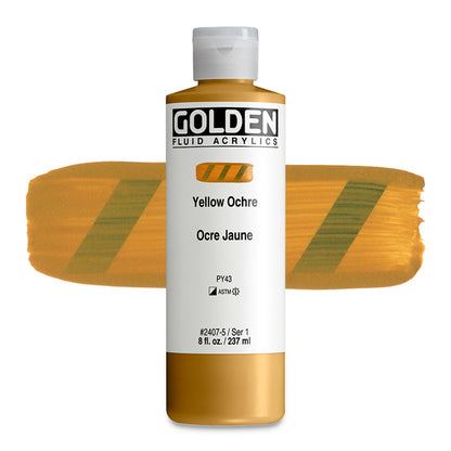 Golden Fluid Acrylic, Yellow Ochre, 8 oz.