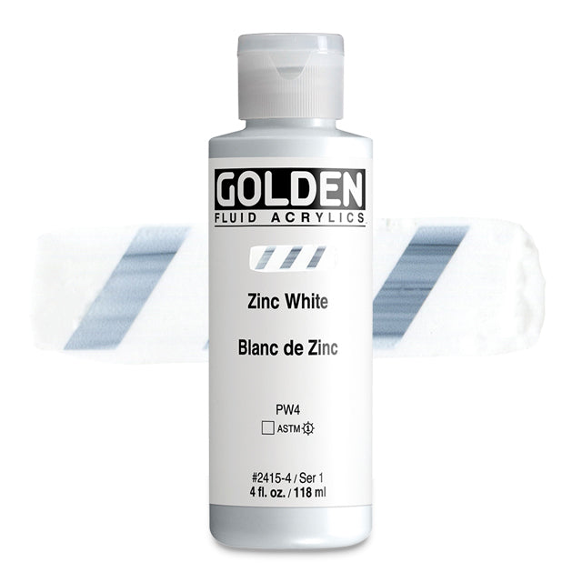 Golden Fluid Acrylic, Zinc White, 4 oz.