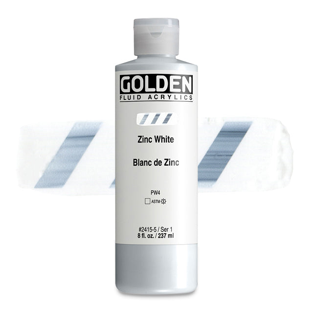 Golden Fluid Acrylic, Zinc White, 8 oz.