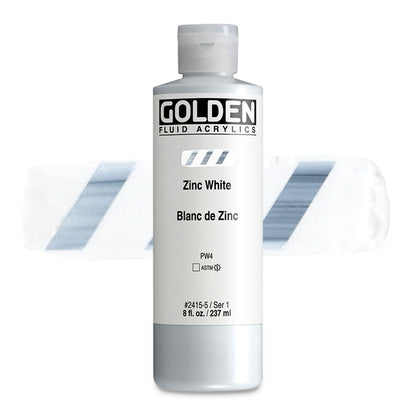 Golden Fluid Acrylic, Zinc White, 8 oz.