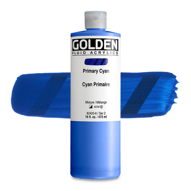 Golden Fluid Acrylic, Primary Cyan, 16 oz.