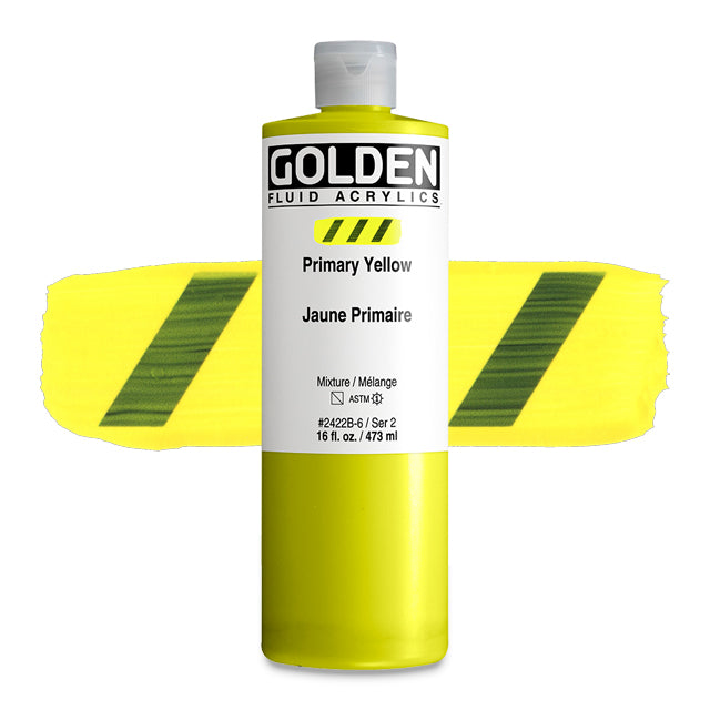 Golden Fluid Acrylic, Primary Yellow, 16 oz.