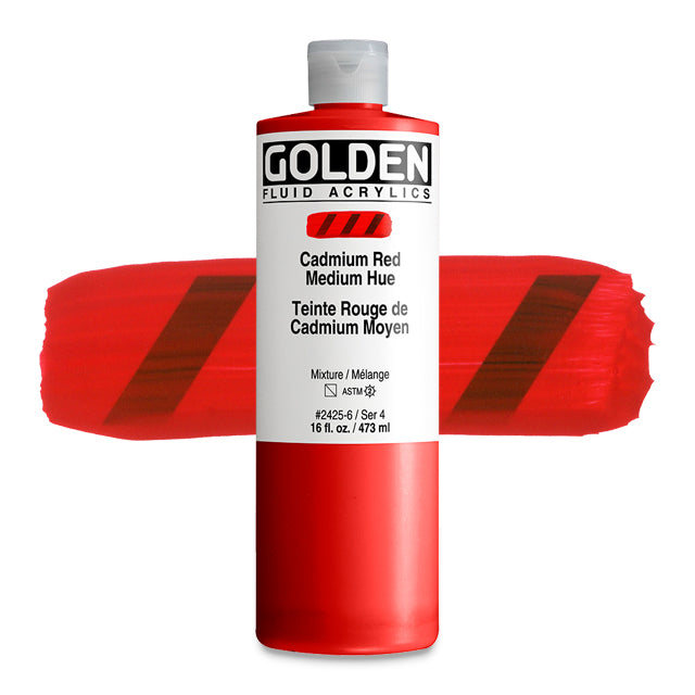 Golden Fluid Acrylic, Cadmium Red Medium Hue, 16 oz.