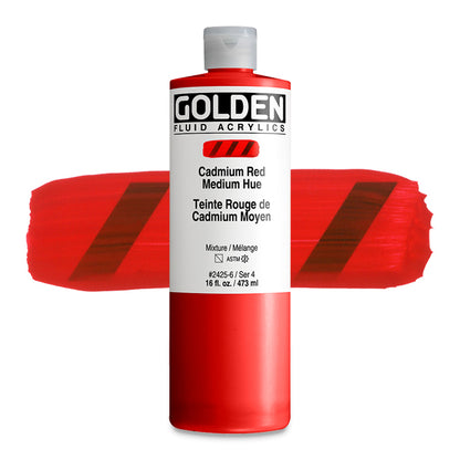 Golden Fluid Acrylic, Cadmium Red Medium Hue, 16 oz.