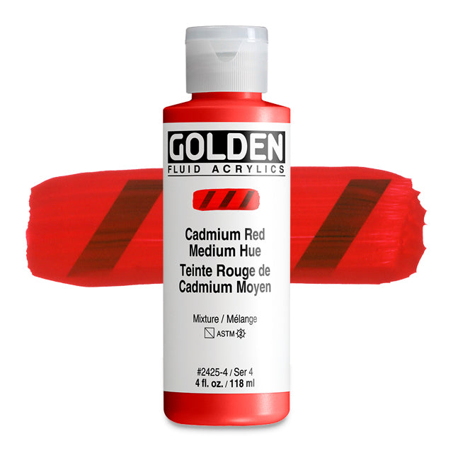 Golden Fluid Acrylic, Cadmium Red Medium Hue, 4 oz.