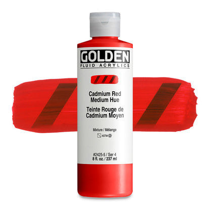 Golden Fluid Acrylic, Cadmium Red Medium Hue, 8 oz.