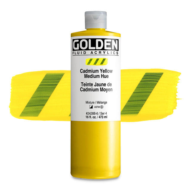 Golden Fluid Acrylic, Cadmium Yellow Medium Hue, 16 oz.