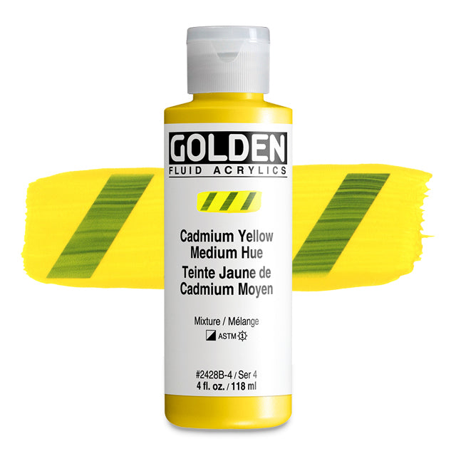 Golden Fluid Acrylic, Cadmium Yellow Medium Hue, 4 oz.