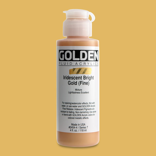 Golden Fluid Acrylic, Iridescent Bright Gold (Fine), 4 oz.