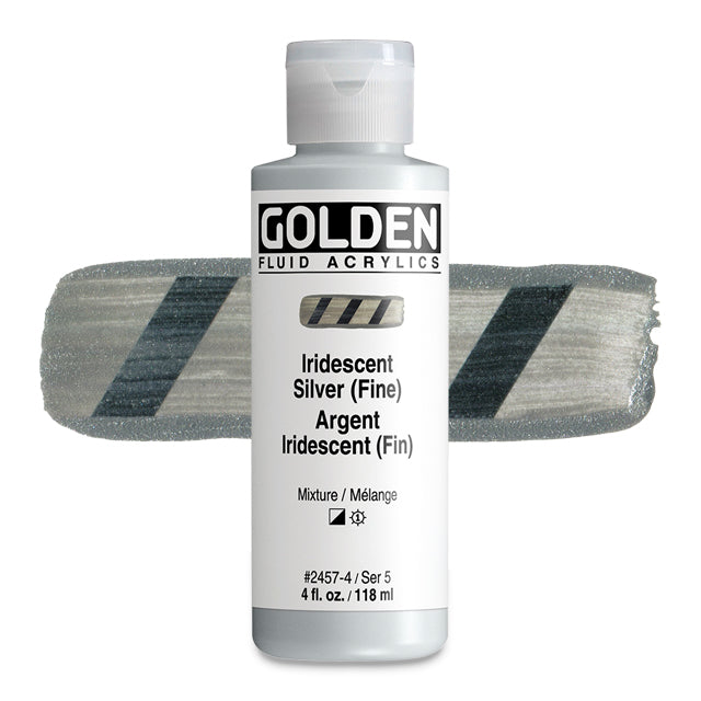 Golden Fluid Acrylic, Iridescent Silver (Fine), 4 oz.